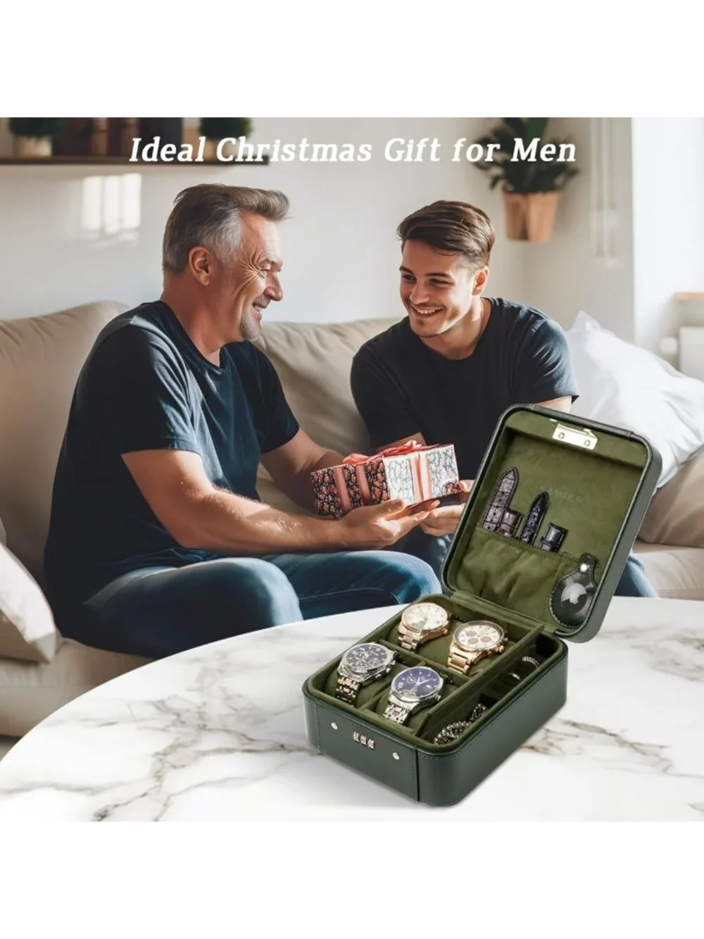4 Slot Watch Case with Lock - Jewelry Organizer & Travel Storage for Watches